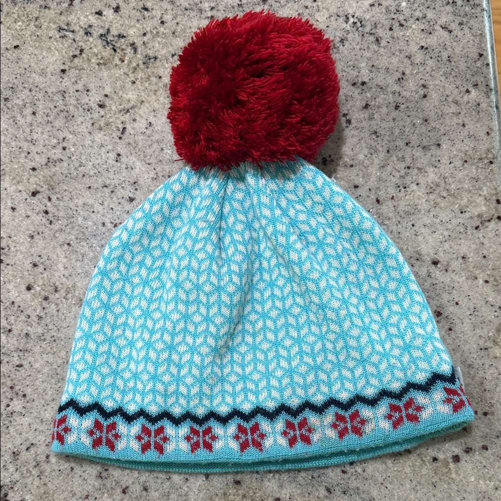 Stio Winter Beanie with Red Pom-Pom